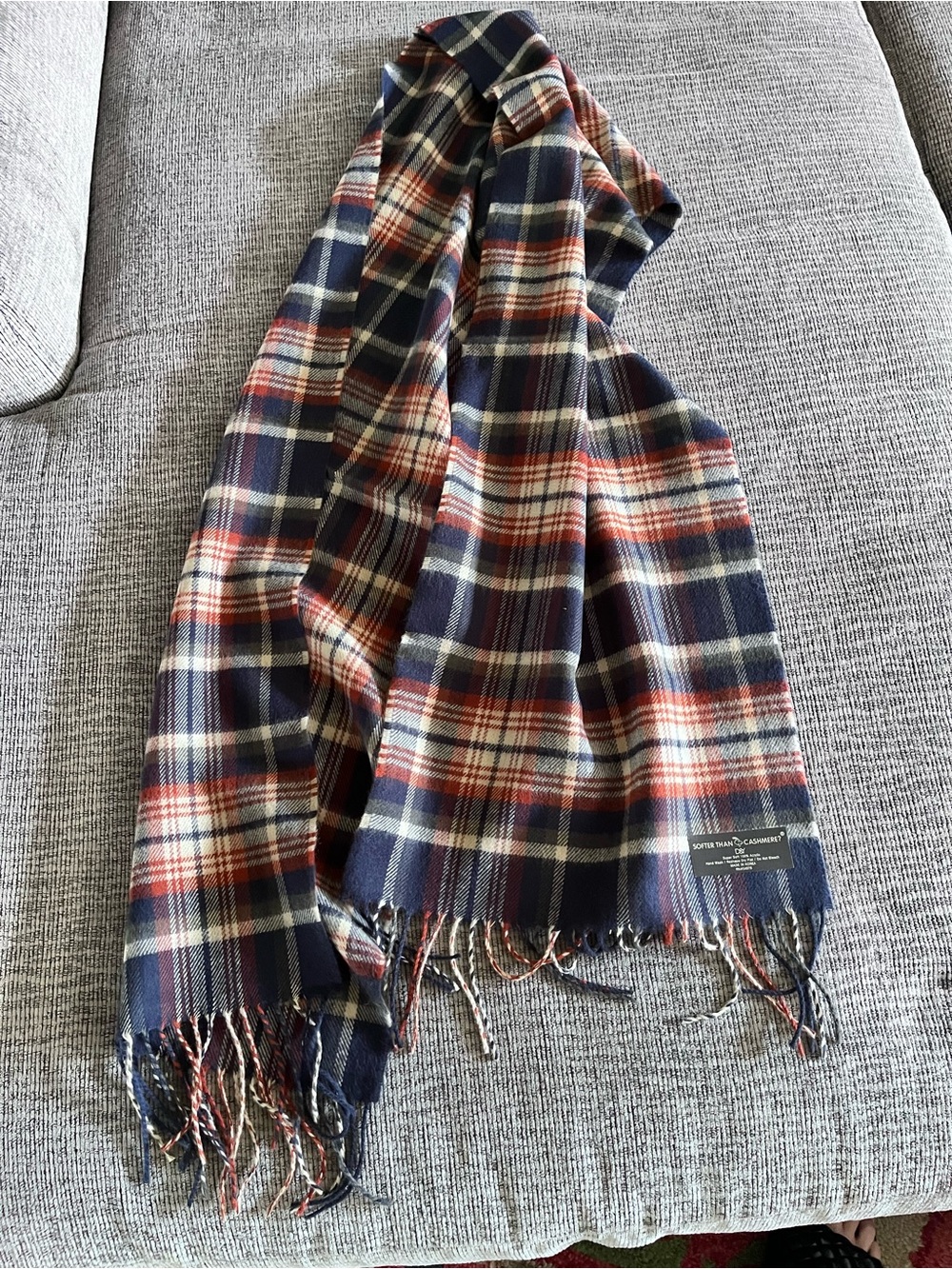 Plaid Scarf - Navy, Rust & Cream